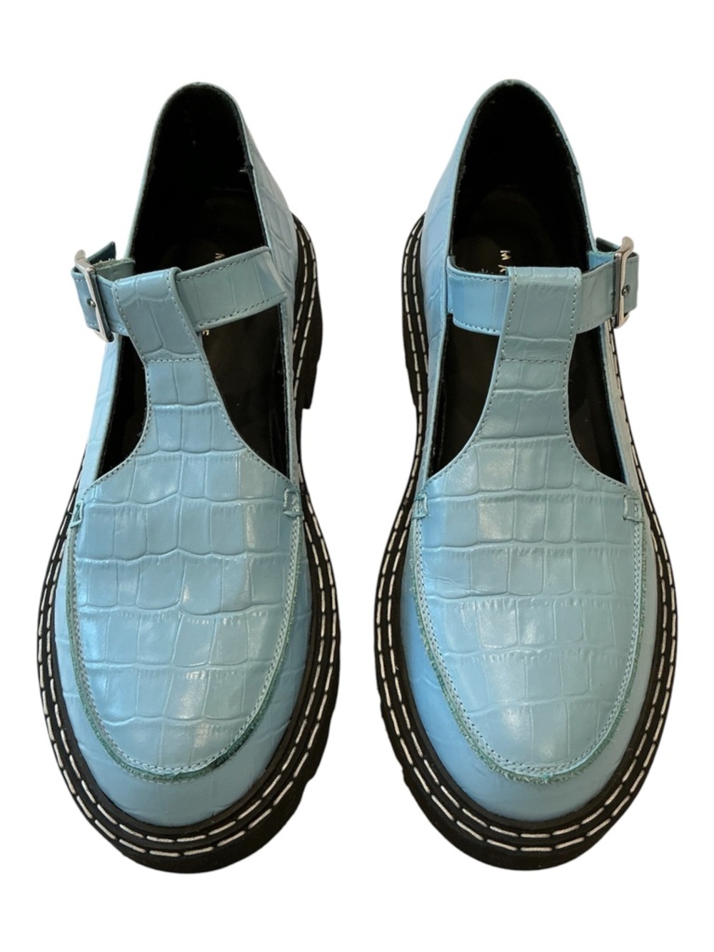 Maguire Neiva Mary Jane in Sky Blue Croc-Embossed Shoes Size 38